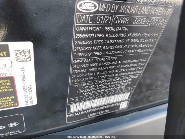 SALGS5SE3MA433531 Land Rover Range Rover P525 Westminster