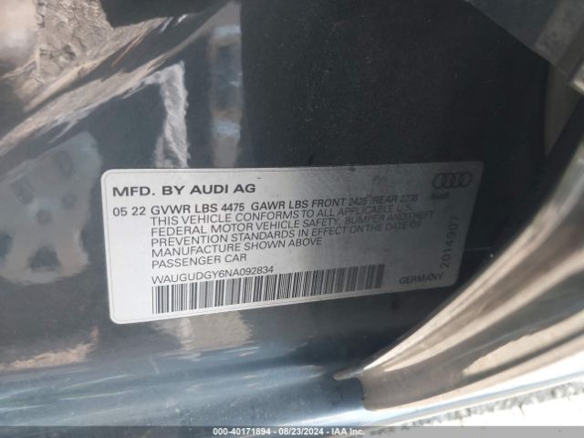 WAUGUDGY6NA092834 Audi A3 Premium 40 Tfsi Quattro S Tronic