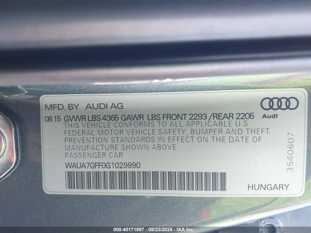 WAUA7GFF0G1029990 Audi A3 1.8t Premium