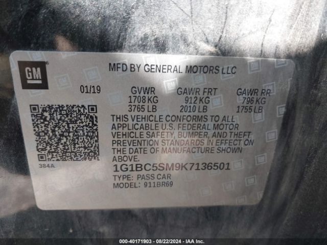 1G1BC5SM9K7136501 Chevrolet CRUZE LS