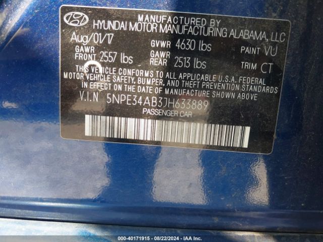 5NPE34AB3JH633889 Hyundai Sonata Sport 2.0t