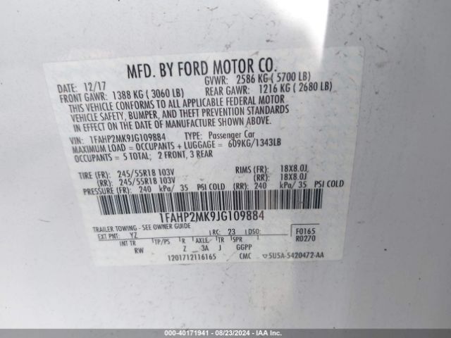 1FAHP2MK9JG109884 Ford Police Interceptor