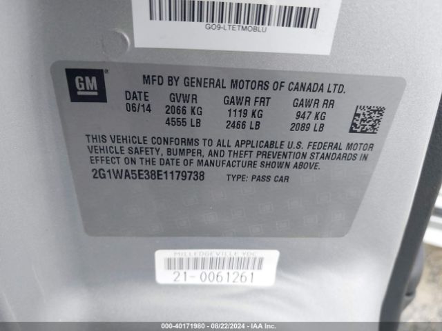 2G1WA5E38E1179738 Chevrolet Impala Limited Ls