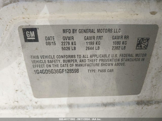 1G4GD5G36GF128598 Buick Lacrosse Premium I
