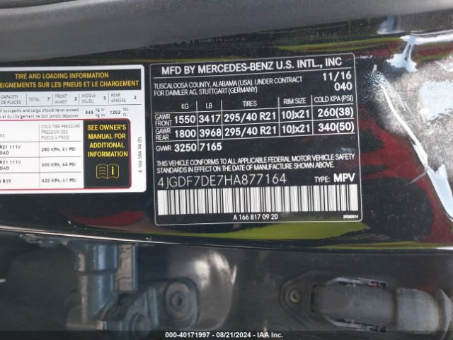 4JGDF7DE7HA877164 Mercedes-Benz Gls 550 4matic