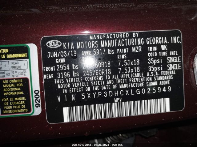 5XYP3DHCXLG025949 KIA Telluride Ex