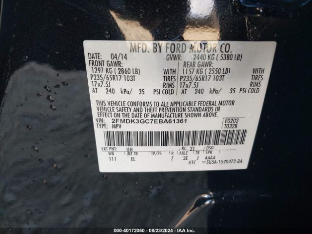 2FMDK3GC7EBA61361 Ford EDGE SE