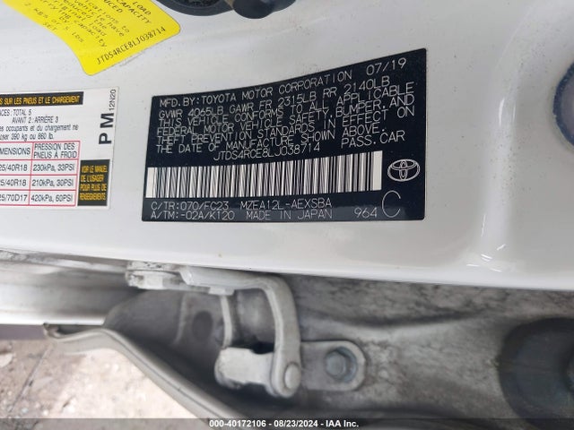 Toyota COROLLA SE 2020 JTDS4RCE8LJ038714 Image 9
