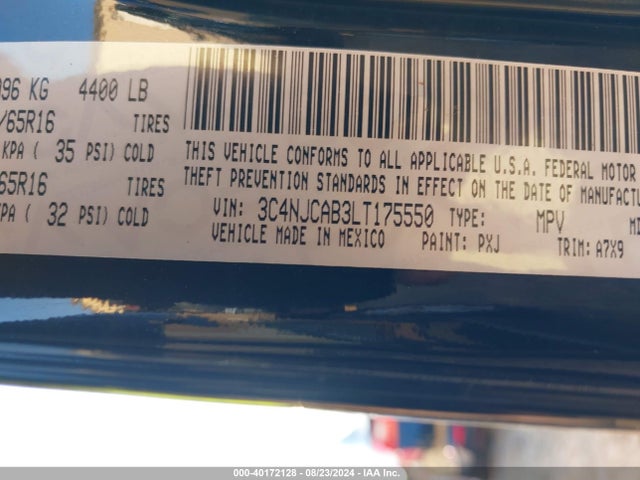 3C4NJCAB3LT175550 Jeep Compass Sport Fwd