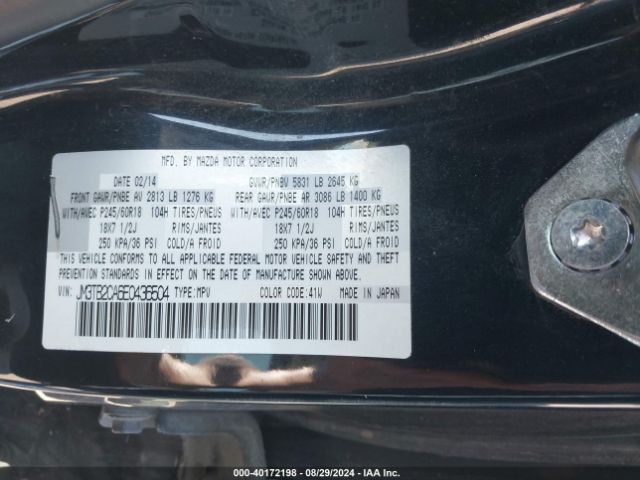 JM3TB2CA6E0436504 Mazda Cx-9 Touring