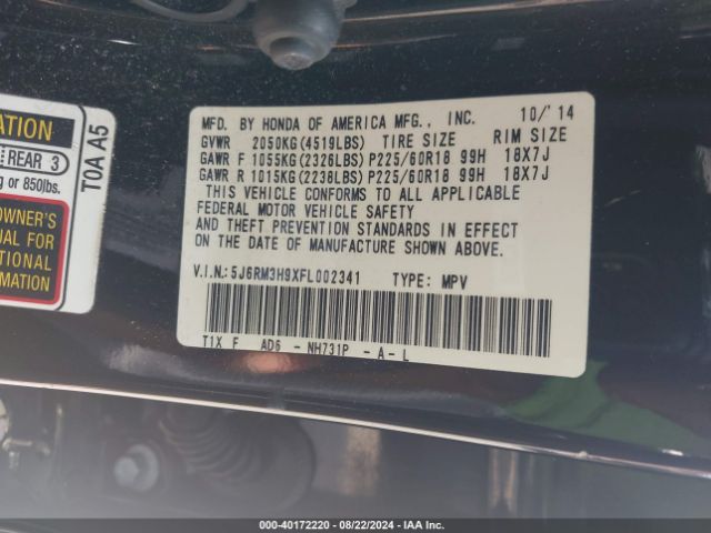 5J6RM3H9XFL002341 Honda Cr-v Touring