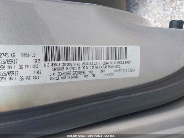 2C4RDGBG1GR378293 Dodge Grand Caravan Se Plus
