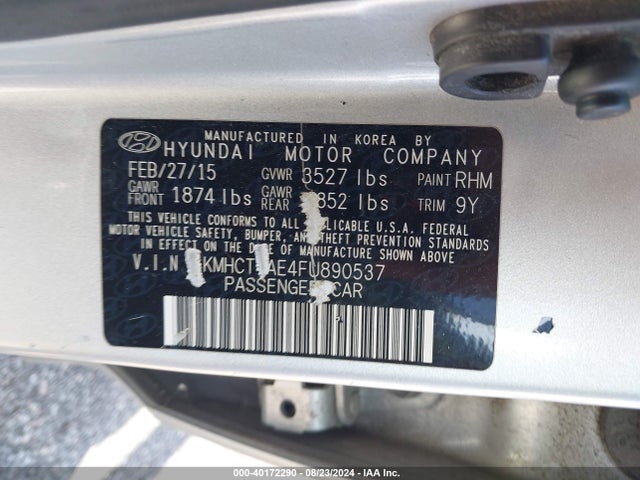 Hyundai ACCENT GLS 2015 KMHCT4AE4FU890537 Image 9