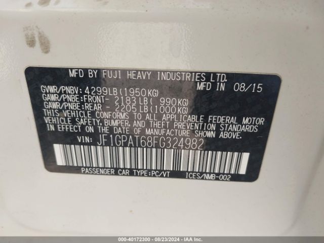 JF1GPAT68FG324982 Subaru Impreza 2.0i Sport Premium