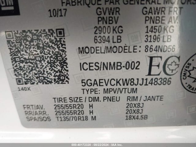 5GAEVCKW8JJ148386 Buick Enclave Avenir