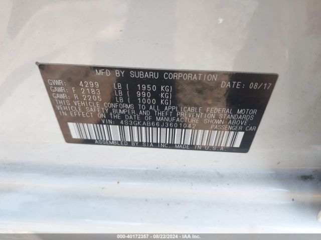 4S3GKAB66J3601042 Subaru Impreza 2.0i Premium