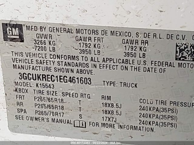 3GCUKREC1EG461603 Chevrolet Silverado 1500 2lt