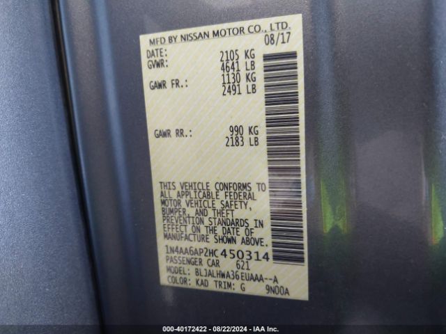 1N4AA6AP2HC450314 Nissan Maxima 3.5 Platinum