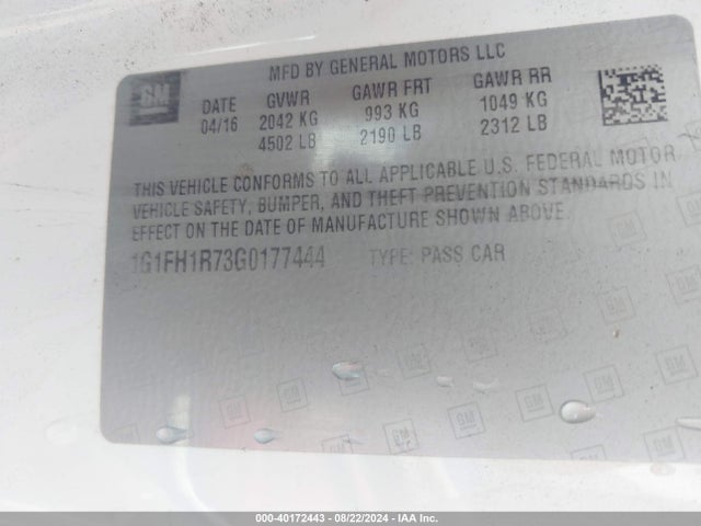 Chevrolet CAMARO 2SS 2016 1G1FH1R73G0177444 Image 9