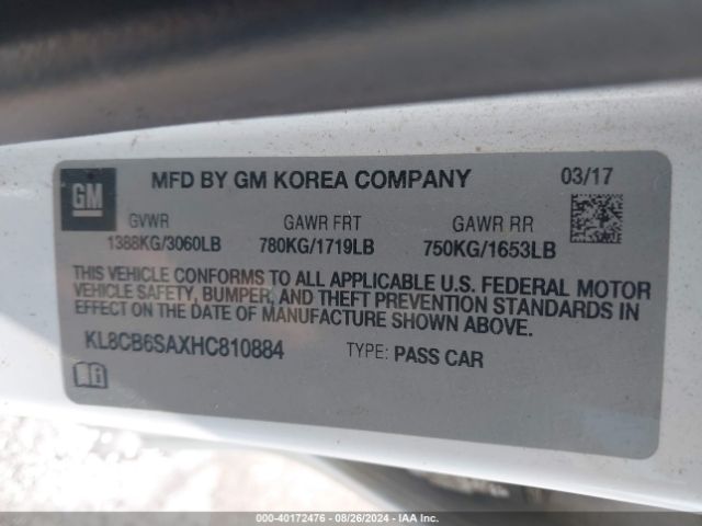 KL8CB6SAXHC810884 Chevrolet Spark Ls Cvt