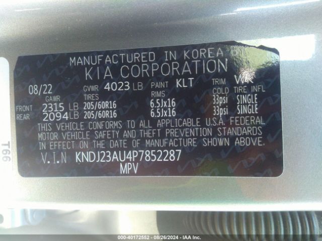 KNDJ23AU4P7852287 KIA SOUL LX