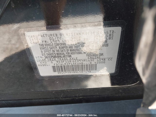 Nissan Kicks S Xtronic Cvt 2022 3N1CP5BV8NL487198 Image 9