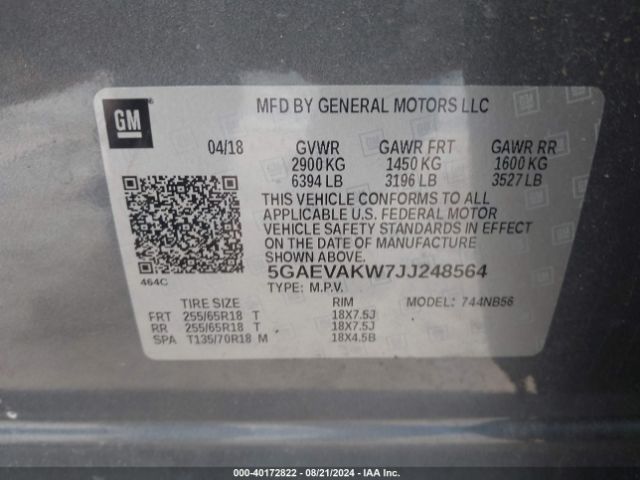 5GAEVAKW7JJ248564 Buick Enclave Essence