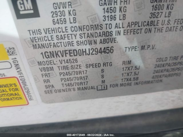 1GNKVFED0HJ294456 Chevrolet Traverse Ls