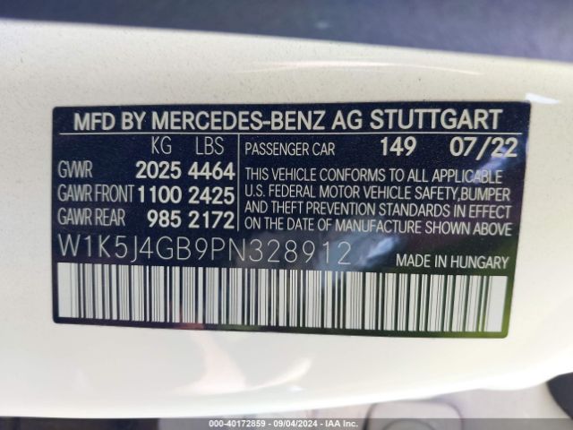 W1K5J4GB9PN328912 Mercedes-Benz Cla 250 Coupe