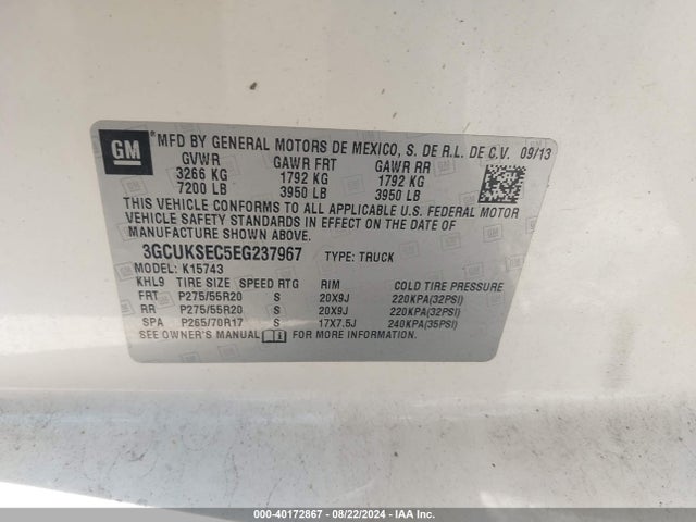 Chevrolet Silverado 1500 2lz 2014 3GCUKSEC5EG237967 Image 9