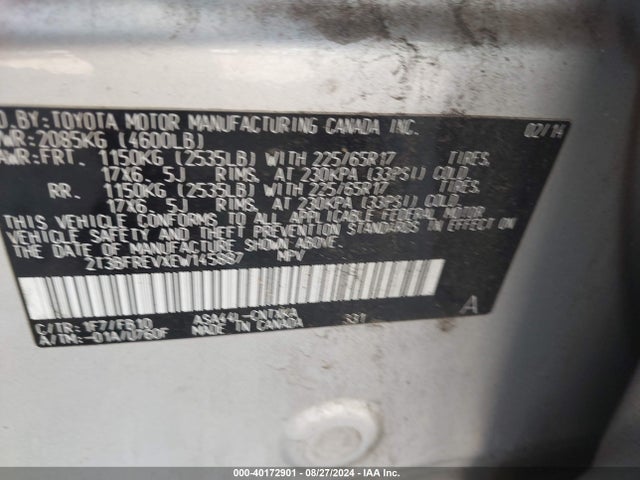 Toyota RAV4 LE 2014 2T3BFREVXEW145887 Image 9