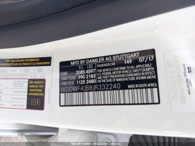 WDDWF4JB8JR332240 Mercedes-Benz C 300