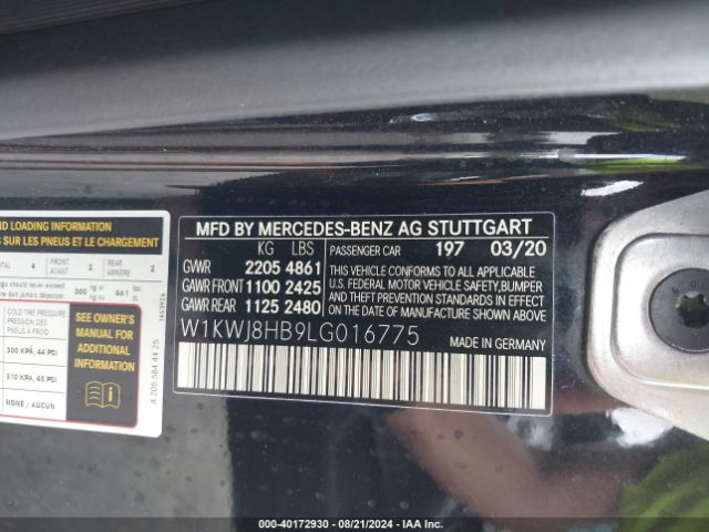 W1KWJ8HB9LG016775 Mercedes-Benz Amg C 63 S