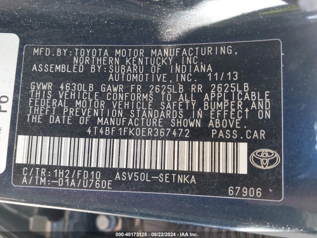 Toyota CAMRY LE 2014 4T4BF1FK0ER367472 Image 9