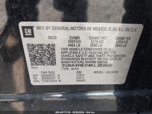 Chevrolet EQUINOX LS 2019 3GNAXHEV4KL383845 Image 9