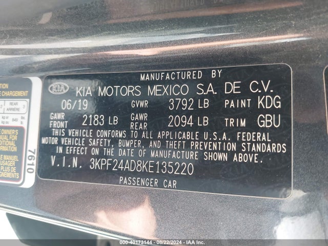 KIA Forte Lxs 2019 3KPF24AD8KE135220 Image 9