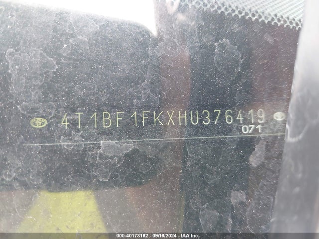 Toyota CAMRY SE 2017 4T1BF1FKXHU376419 Image 9