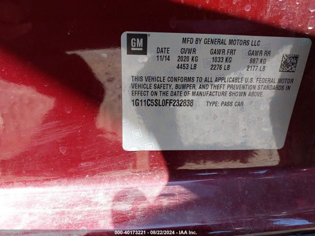 1G11C5SL0FF232838 Chevrolet MALIBU 1LT
