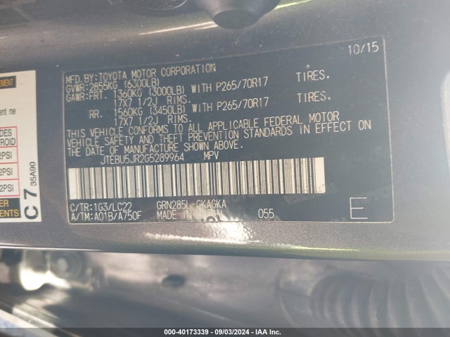 Toyota 4runner Trail Premium 2016 JTEBU5JR2G5289964 Image 9