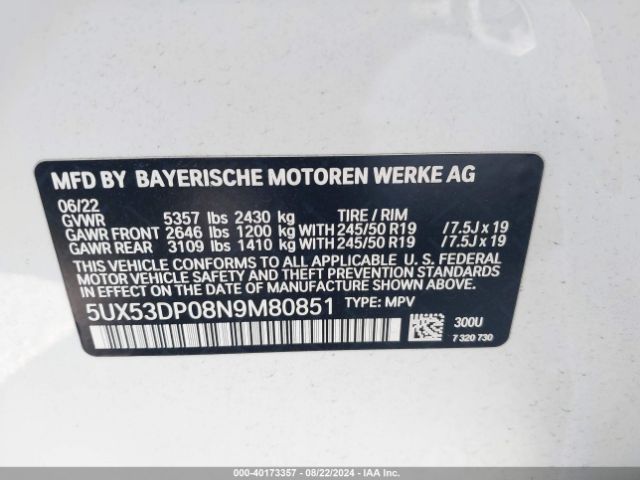 5UX53DP08N9M80851 BMW X3 Xdrive30i