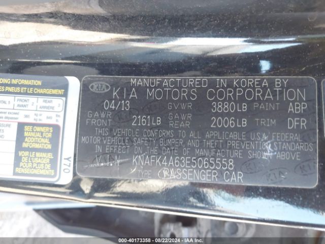 KNAFK4A63E5065558 KIA FORTE LX