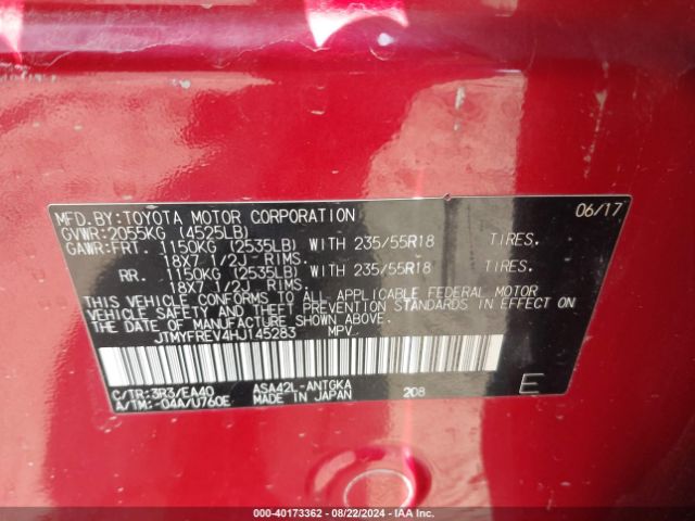 JTMYFREV4HJ145283 Toyota Rav4 Limited