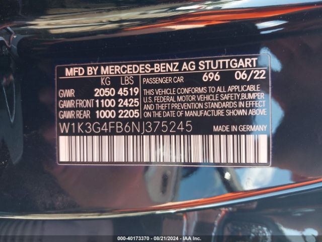 W1K3G4FB6NJ375245 Mercedes-Benz A 220 4matic