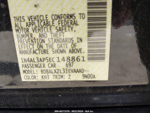 Nissan Altima 2.5 Sl 2014 1N4AL3AP5EC148861 Image 9