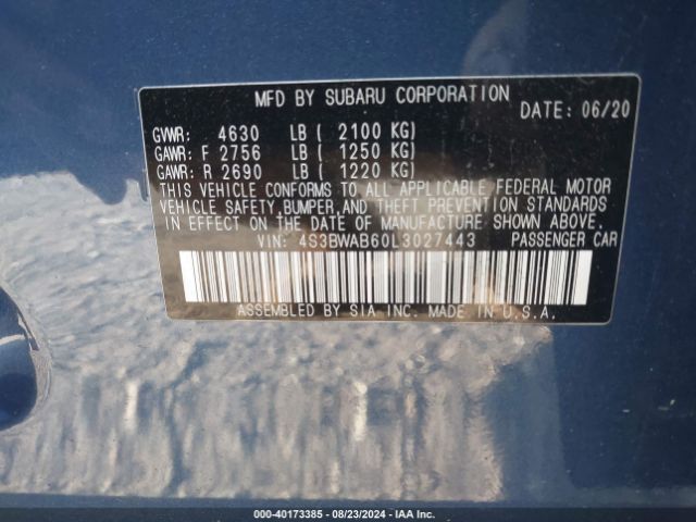 4S3BWAB60L3027443 Subaru Legacy