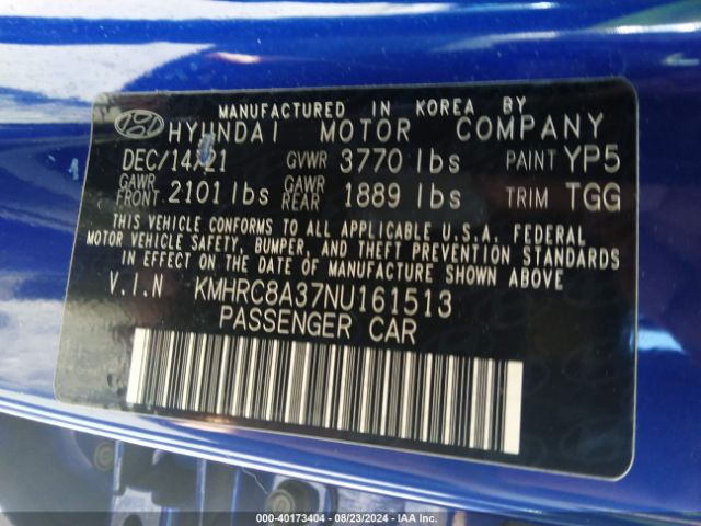 KMHRC8A37NU161513 Hyundai Venue Sel