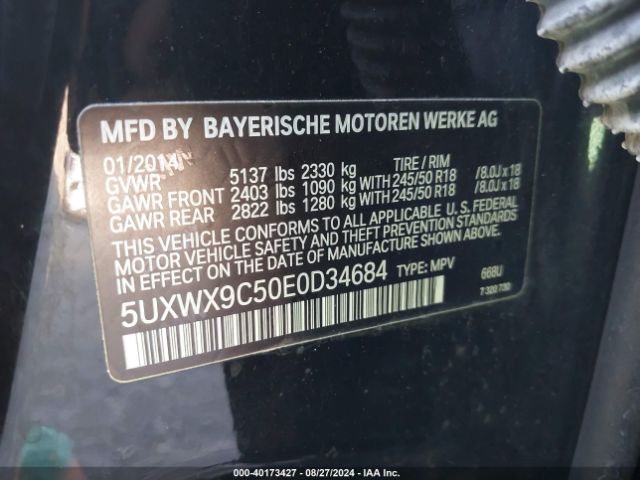 5UXWX9C50E0D34684 BMW X3 Xdrive28i