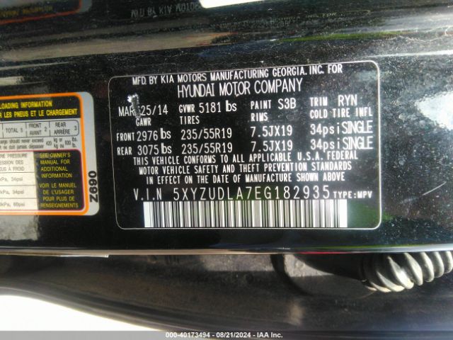 5XYZUDLA7EG182935 Hyundai Santa Fe Sport 2.0l Turbo