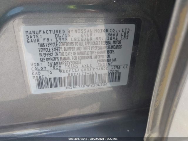 3N1AB7AP9FY306358 Nissan SENTRA S