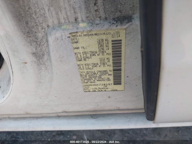1N6AD0EV6EN728197 Nissan Frontier Pro-4x/s/sl/sv